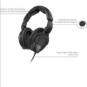 Studio Quality headphones (Black) with adapter to most audio interfaces